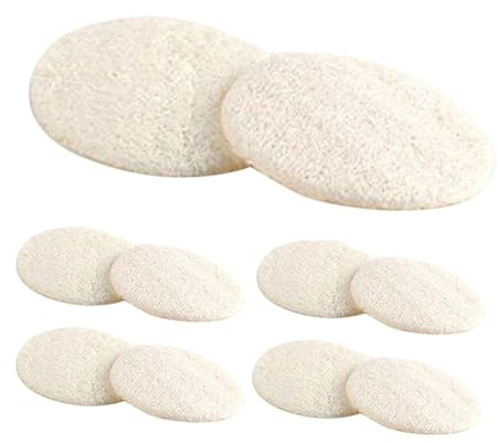 Luffa Gesichtsreinigungspads 10 Stück, Natürliche Loofah | Beige, Sanfte Peelingwirkung für Empfindliche Haut, Geeignet für Tägliche Pflege und Ölkontrolle