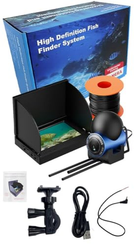 Wlinfetity Fish Finder HD da 4,3 pollici con fotocamera grandangolare a 220°, cavo da 15-50 m per rilevamento subacqueo, impermeabile IP68, batteria 6-8 ore, compatibile con pesca sul fiume del mare