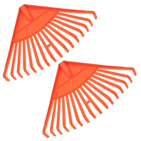 MAGICLULU 2 Rastrillos de Plástico Naranja para Hojas y Césped, 16 Dientes para Jardín, Herramienta Resistente para Limpieza de Arbustos y Césped Artificial, Uso Intensivo en Jardinería
