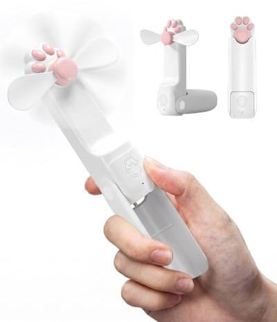 MOXTOYU Mini Ventilateur de Poche Portable Pliantavec avec Batterie Rechargeable USB [14-22 heures de travail], 3 Vitesses Reglables avec Batterie Externe, Fonction Lampe de Poche - Blanc