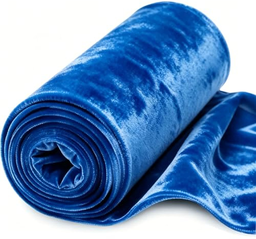 Sammet tyg 2 m x 155 cm för sömnad, ingen metervara, glänsande stretch sammet för gardiner, scendräkter, kvällskläder, inredningsföremål, bordsdukar och dekorativa tyger (havsblå)