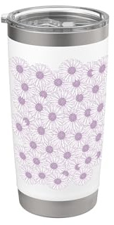 Flor Morada Margarita Crisantemo Gerbera Vaso térmico de acero inoxidable de doble pared