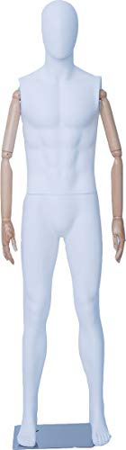 HX-DM11-6M Abstrakte Schaufensterpuppe Egghead Holzarme Hände Schwarz Weiß Männlich NEU (Weiß Matt)