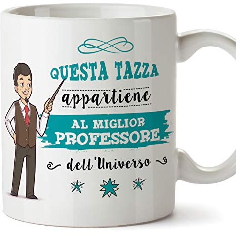 MUGFFINS (Taza en Italiano) Tazas Originales de café y Desayuno del Profesor para Regalar Trabajadores y Profesionales - Esta Copa Pertenece al Mejor Profesor del Universo - Cerámica 350 ml