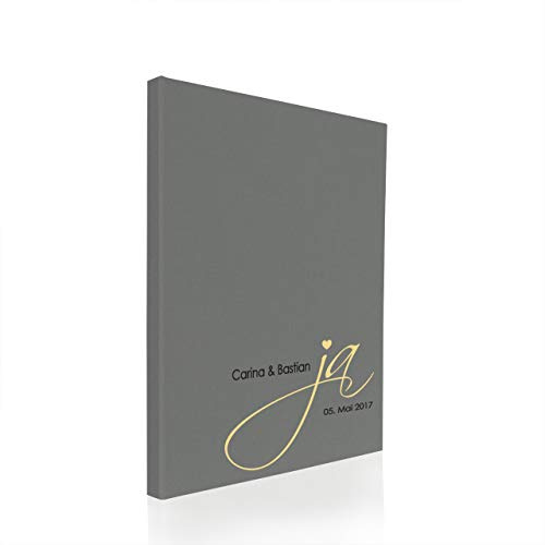 Hochzeitideal Stammbuch der Familie A4 inkl. Personalisierung Bezug Leinen Nr. 128 (Grau)