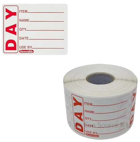 We Can Source It Ltd - Red Removable Use by Food Labels Roll 50x65mm - Writable Food Rotation & Storage Labels for Kitchens, Restaurants, Catering, Food Trucks & Grocery - 500 Stickers