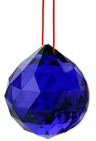 Blue Feng Shui Hanging Crystal Ball 1.5 40Mm Sphere Prism Dark Cobalt