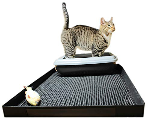 O&K GRUPPE Katzenklo Matte mit Kanten, Katzentoilette Waben Design,Katzenstreu doppelte wasserdichte 75 * 55 * 4 mit Spielzeug