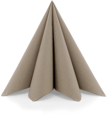 Mank GmbH Airlaid Servietten 40 x 40 cm Neutral perfekt für Gastronomie und Feiern stoffähnlich und saugstark 50 Stück (Beige Grey)