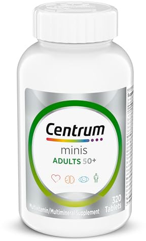 Centrum Minis Silver Multivitamin for Adults 50 Plus, Multimineral Supplement, Vitamin D3, B-Vitamins, Gluten Free, Non-GMO Ingredients, Supports Memory and Cognition in Older Adults - 320 Ct