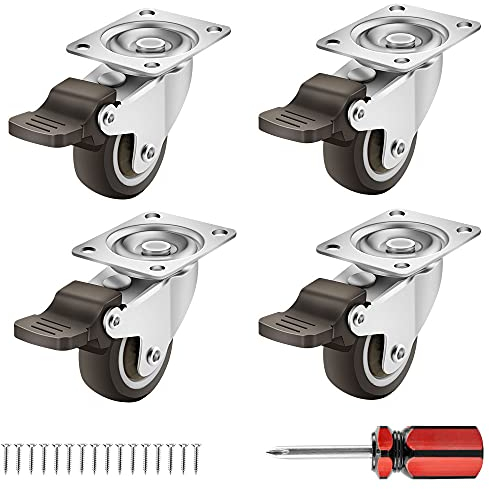 Auckpure Möbelrollen mit Bremse Lenkrollen 4er Pack 32mm Transportrollen mit Sicherheitsverriegelung Geräuschfreie Rollen Schwerlast für Wohn und Büro