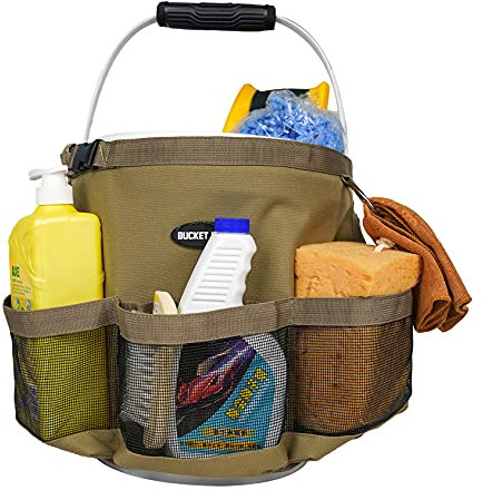 Eimer Idea, Eimer zum Waschen von Werkzeug, Organizer für Gartengeräte, passend für 10 bis 15 Liter Eimer (Khaki)