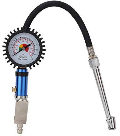 Reifenfüller mit Manometer – Präziser Reifendruckmesser für PKWs und Fahrräder, Messbereich von 0 bis 12 Bar – Ideal zur Überprüfung und Befüllung von Reifen