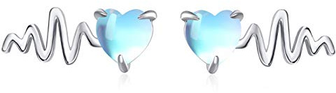 Mondstein Ohrringe, Herz Mondstein/Igel/Einhorn/Mond Stern/Pinguin/Ananas/Ohrstecker 925 Sterling Silber Regenbogen Mondstein Ohrstecker Hypoallergene Ohrringe für Damen Kinder
