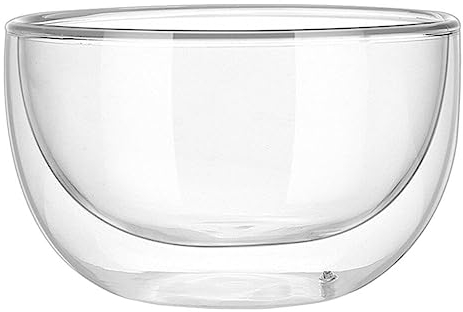 Cabilock Cuenco de cristal de doble pared para sopa, fruta, ensalada, postre, helado, comida, porción, cristalería, para casa o café