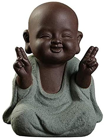 NOPEILVI Keramische kleine süße Buddha Statue Monk Figur Babyhandwerk Puppen Ornamente Geschenk zarte Keramikkunst und Handwerk Teezubehör