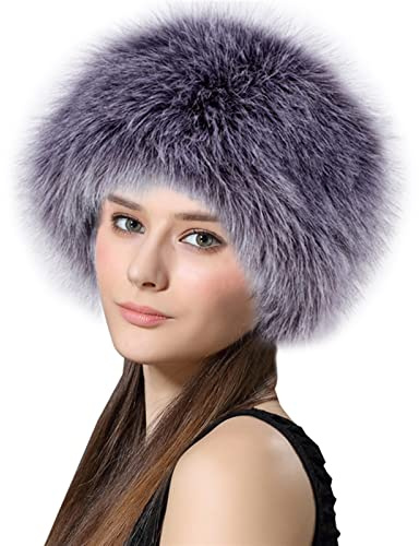 Lifup Damen Fellimitat Hut Cossack Russische Mütze Kosakenmütze für Reisen, Skifahren, Wandern Grau Weiß