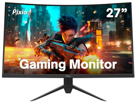 Pixio PXC277 Advanced 27 inch 1500R Curved Fast VA 1ms GTG Response Time WQHD 2560 x 1440 Resolution 165Hz Refresh Rate HDR Adaptive Sync DCI-P3 97% Curved Gaming Monitor