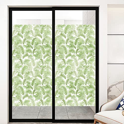 Fensterfolie Gras Grüne Blätter Sichtschutzfolie Fenster Fensterfolie Blickdicht Milchglasfolie Sichtschutz Klebefolie Fenster Fensterfolie Selbsthaftend Wohnzimmer Badezimmer 45x200cm