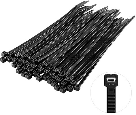 MEKEET 100 Pack Black Cable Ties - 150mm x 3.6mm Plastic Cable Ties 6 inch Cable Zip Ties Self Locking Tie Wraps for Home Office Garage Workshop and DIY