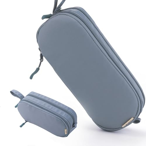 Mailain Federmäppchen Federtasche Klein Mäppchen mit 2 Fächer Etui Schule Stiftetasche Schlampermäppchen für Jungen Teenager Erwachsene (S-Blau)