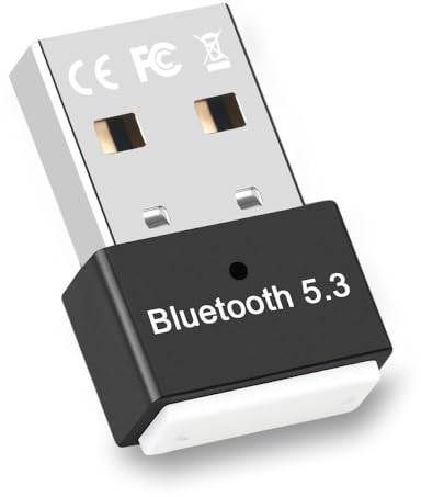 Dongle Bluetooth 5.3 Adaptateur,Clé Bluetooth USB pour PC Compatible avec Windows 11/10/8.1/7,Supporte Casque, Souris, Manette, Clavier, Imprimantes, PC, Smartphone, Tablette(Black) (Black)