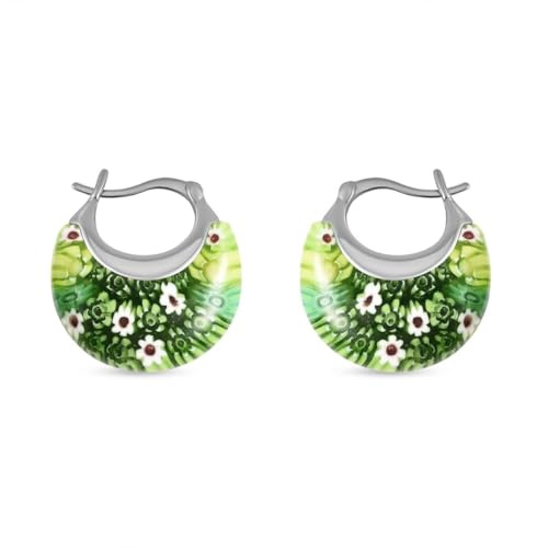 Shop LC Bunte Murano Stil Millefiori Glas Hoop Ohrringe für Frauen Daisy Blume Schmuck Trendy Valentinstag Geschenke Ct. 30