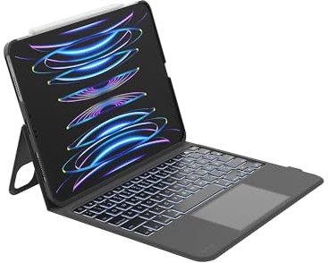Belkin Everyday Tastatur mit Hülle u. Halter, hinterleuchtete iPad Tastatur, Multi-Gesture-Steuerung, Apple Pencil Befestigung, QWERTZ, Multimedia-Tasten, iPad Air M2 11, 10,9, Pro 11