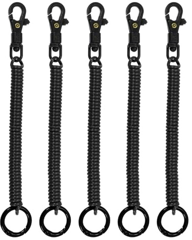 PATIKIL 5 Piezas Llavero Retráctil de Muelles En Espiral 18cm Negro