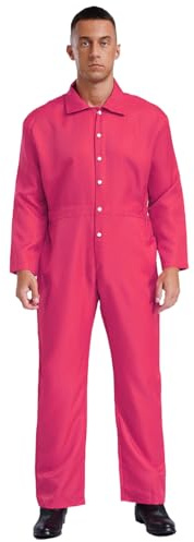 Jugaoge Herren Arbeitsoverall Langarm Coverall Baumwolle Overall Arbeitsanzug Schutzanzug Einteiler Arbeitskleidung Halloween Outfits Hot Pink XXL