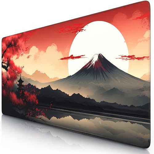 TITANWOLF - XXL Speed Gaming Mauspad 900 x 400mm - XXL Mousepad - Tischunterlage Large Size - verbessert Präzision und Geschwindigkeit - Japan Sunset 2