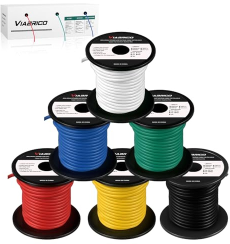 18 Gauge Wire 600FT, 18 AWG Auto Wire 100ft Each Spool, 6 Colors Copper Clad Aluminium Low Voltage Electrical 18 Gauge, Hookup Kit for Breadboard/Automotive/DIY/Battery