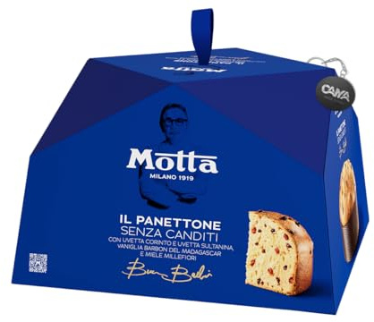Motta Il Panettone Bruno Barbieri Senza Canditi con Uvetta Corinto e Sultanina, Vaniglia e Miele 1Kg con Portachiavi CAIYA®