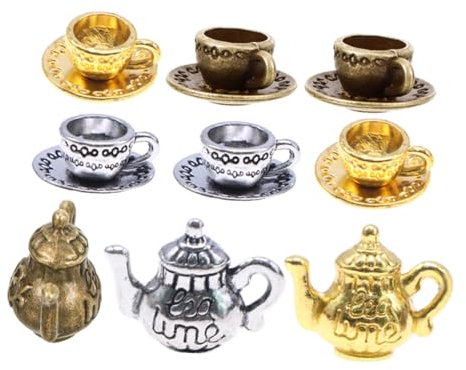 Hemobllo 3juegos Modelo de Taza de Té de Metal para Casa de Muñecas Juego de Té Miniatura Accesorios de Cocina Vajilla de Metal Miniatura para Escenarios de Juego
