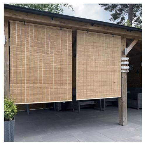 Bambusrollo Aussenbereich,Lichtfilternde Rollos Bambus Für Türen Und Fenster,Bambus Rollläden Mit Heber,Sonnenschutz Für Innen,Sonnenschutz/Atmungsaktiv/Sichtschutzvorhänge,W×H-110×200cm(43*79in)