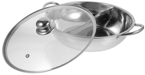 KOCKSHION Olla Caliente De Cocina Útil Olla Caliente Divisor De Metal De Doble Asa Resistente