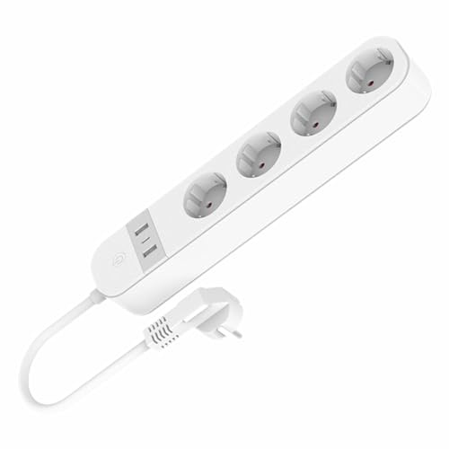 Wiby Ciabatta Intelligente WiFi 16A 3680W, 4 Prese Schuko, 2 USB-A e 1 USB-C, Cavo H05VV-F 3x1.5mm², Compatibile con Alexa e Google Home, App Tuya Smart Life