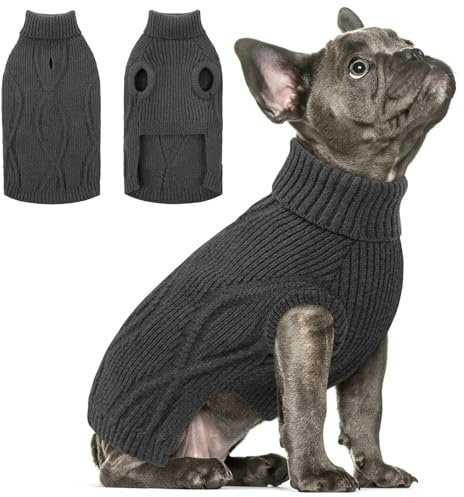 Queenmore Hundepullover Kleine Hunde, Turtleneck, Stretch Strickpullover | Katzenpullover für Chihuahua, Yorkshire Terrier, Zwergpudel, Maschinenwaschbar, für Spaziergänge Bei Kälte Und Wind