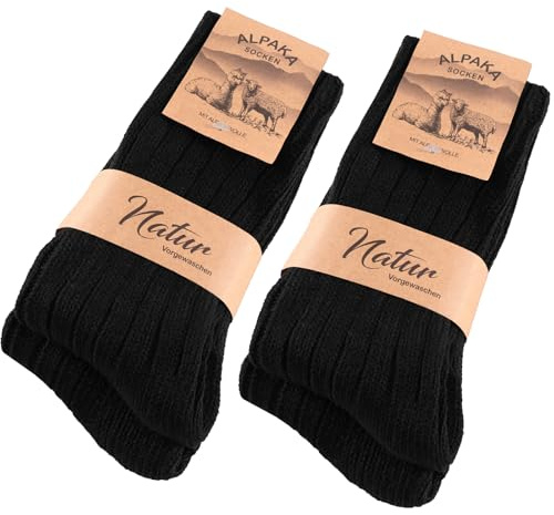 SockWaddles–4 Par Alpakaskor Strumpor, Unisex, Andningsbara & Varmaste, Extra Tynga Vinterstrumpor Med Alpakafibrer, Storlek 39-42 43-46​