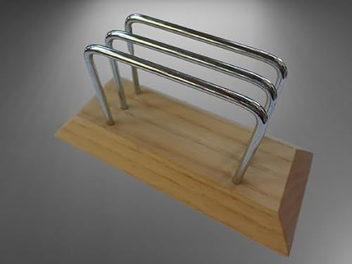 Designer Briefständer aus Massivholz mit Chromstangen, Multifunktionaler Dokumentenhalter, Serviettenhalter für Schreibtisch und Esstisch (helle Buche)