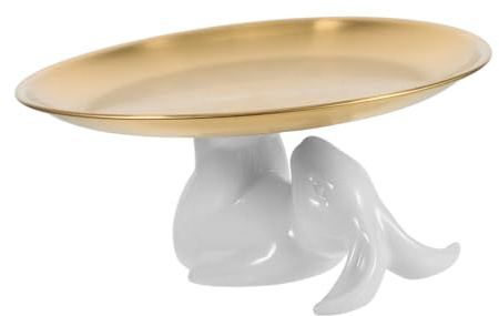 Yardenfun Assiette à Gâteau Forme de Lapin Céramique Plateau de Service pour Desserts pour Fêtes et Événements Pratique et Élégant