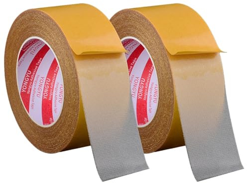 Plipdhy 2PCS Double Sided Fabric Tape – Strong Adhesive Tape (20mm x 10m) for Carpet Fixing, Clothes, DIY Crafts, Furniture Mounting & Home Office Use