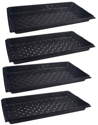 WEKADRIN 4 Stück Blumentopf Tabletts Aus Verdicktem Kunststoff Rechteckige Pflanztopf Auffangschalen Schwarz Garten Untersetzer Für Innen Und Außen