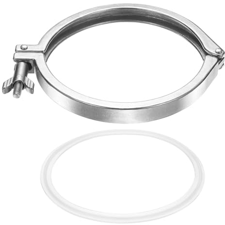 PATIKIL Tri Sanitary Clamp Single Pin, Heavy Duty 304 Stainless Steel Clamp Sanitary Fittings with Wing Nut Silicone Gasket for Ferrule TC Tube OD 6 Flange Size 167mm, Silver