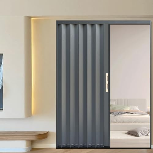 Ensemble de porte pliante en aluminium avec matériel de montage, idéal pour les couloirs, les douches et les chambres, séparateur de pièce peu encombrant (119 x 203 cm)