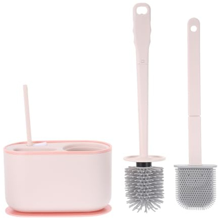 GLEAVI Scopino per WC Parete Manico Spazzola per Pulizia del Bagno Supporto per Scopino Design Robusto Installazione Semplice per Bagni Domestici e Commerciali Colore Rosa