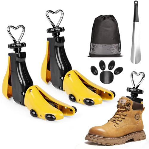 MoeQuliee 2er-Pack Schuhspanner für Damen und Herren - 4-fach verstellbare Breite und Länge, Schuhspanner geeignet für zu enge Schuhe, Turnschuhe, Stiefeletten und Wanderstiefel