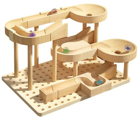 Kugelbahn Rennstrecke | STEM-Spiele Aus Holz Zum Lernen | Murmelabyrinth Konstruktionsspielzeug Puzzlespiele - Für Klassenzimmer Zuhause Schule Kindergarten Geburtstag Weihnachten Kinder Jungen