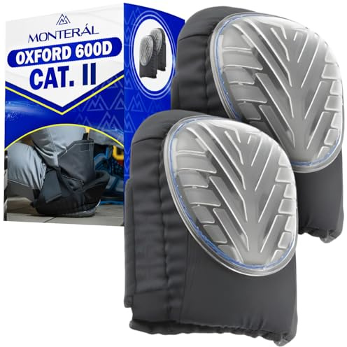 MONTERAL 1 Paire Genouillere Travaux avec Niveau Protection II EN14404 - Protection Genoux Travail en Oxford 600D avec Couvercles Plastique avec Gel Silicone - Protege Genoux Travail pour Jardinage