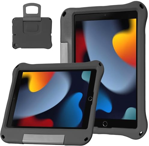 All-New iPad 9th / 8th / 7th Generation case.(iPad 10.2 Inch 2021/2020/2019), Lightweight & Shockproof Handle Stand Case Compatible with iPad Pro 10.5 / iPad Air 3 10.5 / iPad 10.2 (Black)
